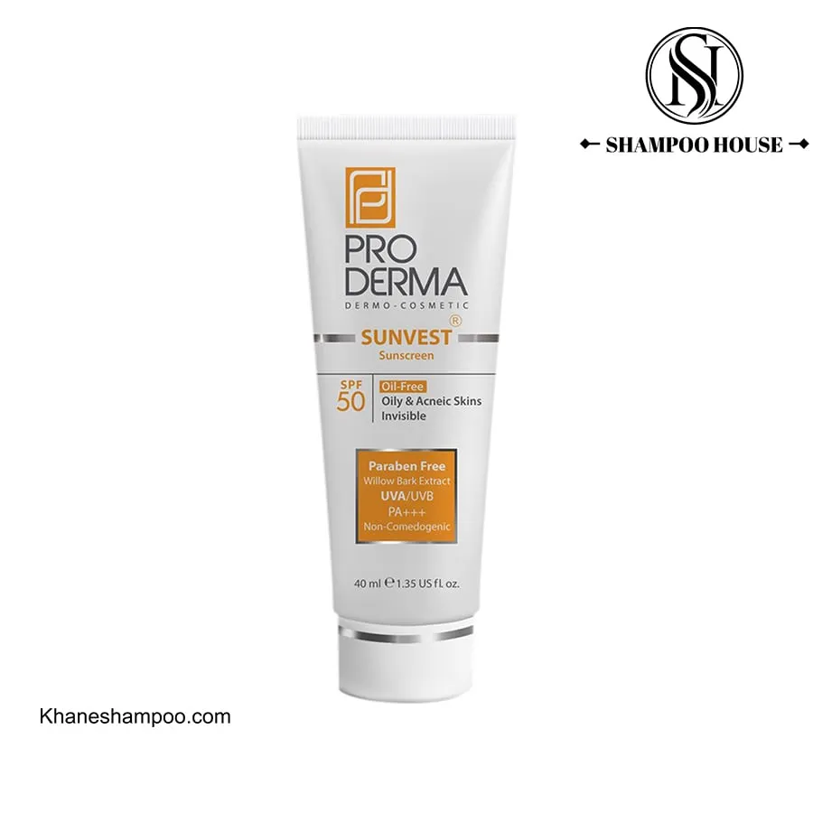 پرودرما ضد آفتاب پوست چرب SPF50 بی رنگ